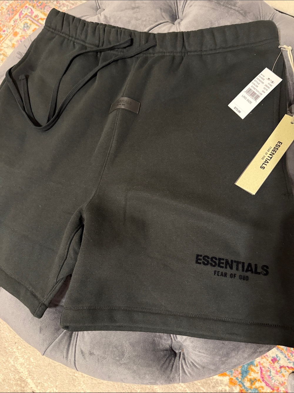 Fear of God Essentials Black Athletic Shorts with Tonal Logo